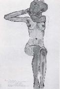 Egon Schiele Seated female nude with her right arm bent at the elbow Germany oil painting artist